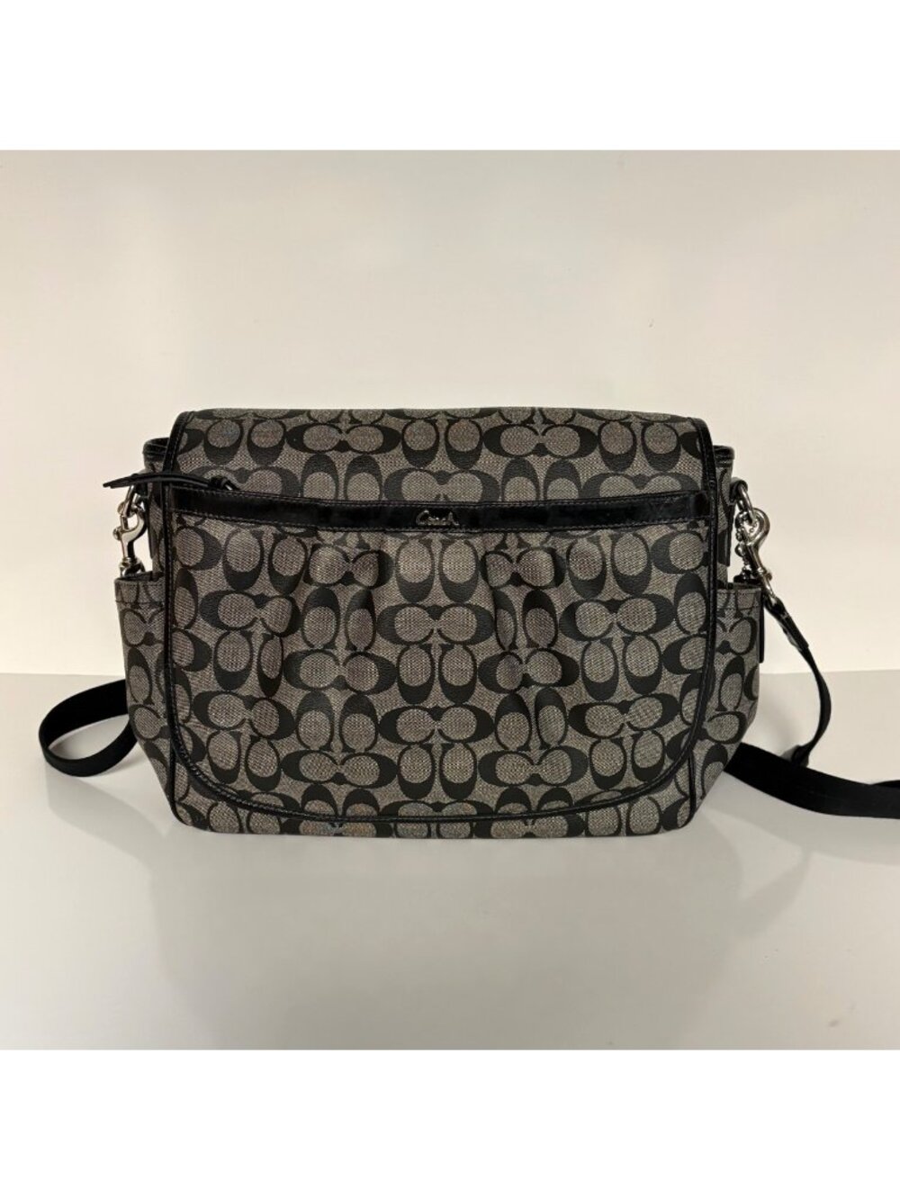 Coach Signature Messenger Diaper Utility Laptop Bag Black Gray Canvas B1276